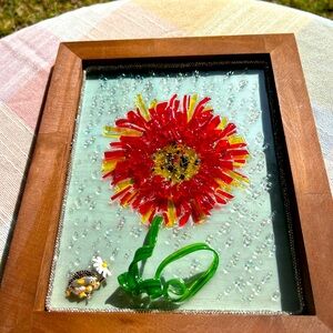 Resin red  flower wall art
